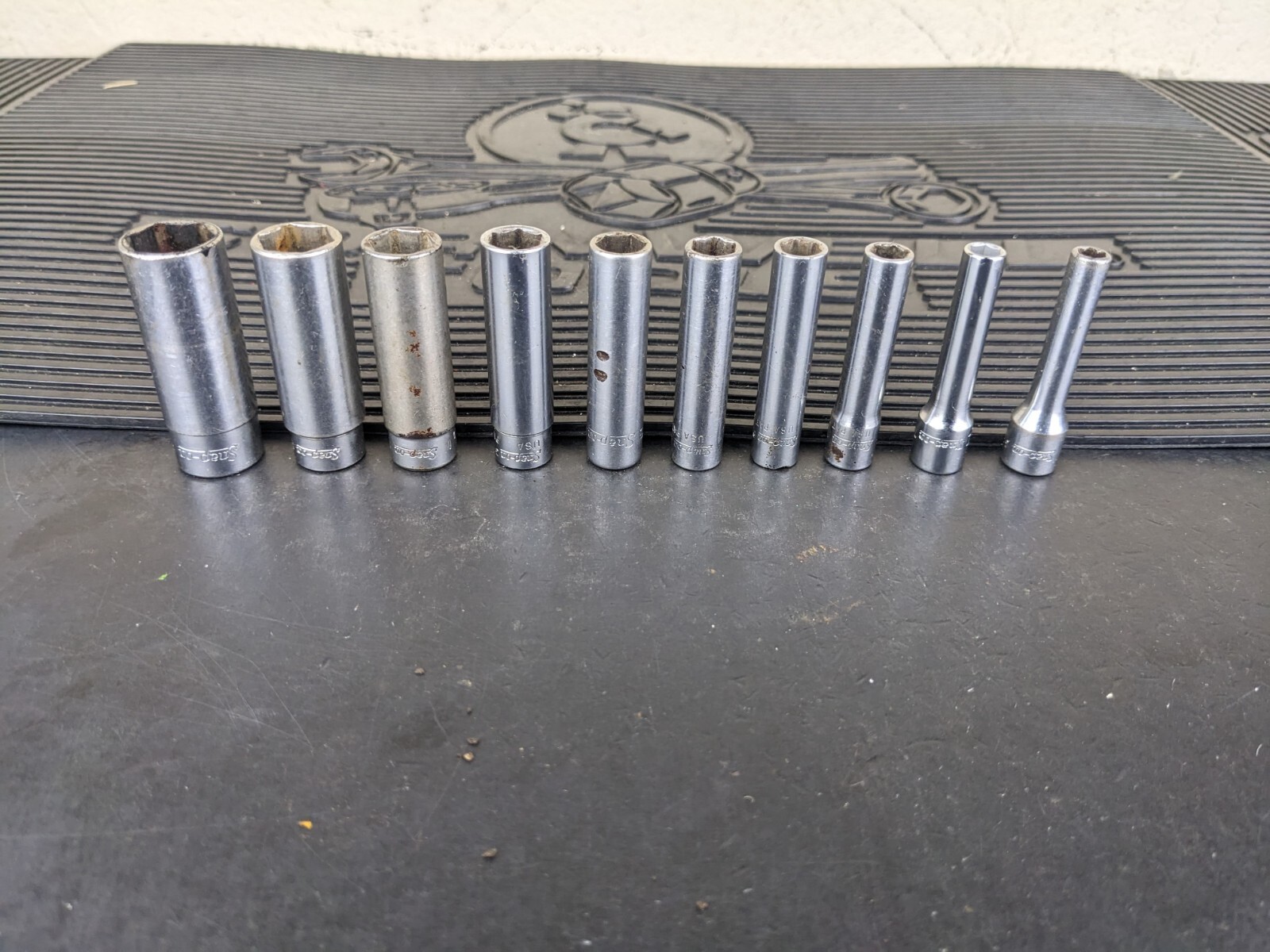 #bg158 Snap On Tools 1/4″ Drive 10 Pc SAE Deep 6 Pt Socket Set 110STMY