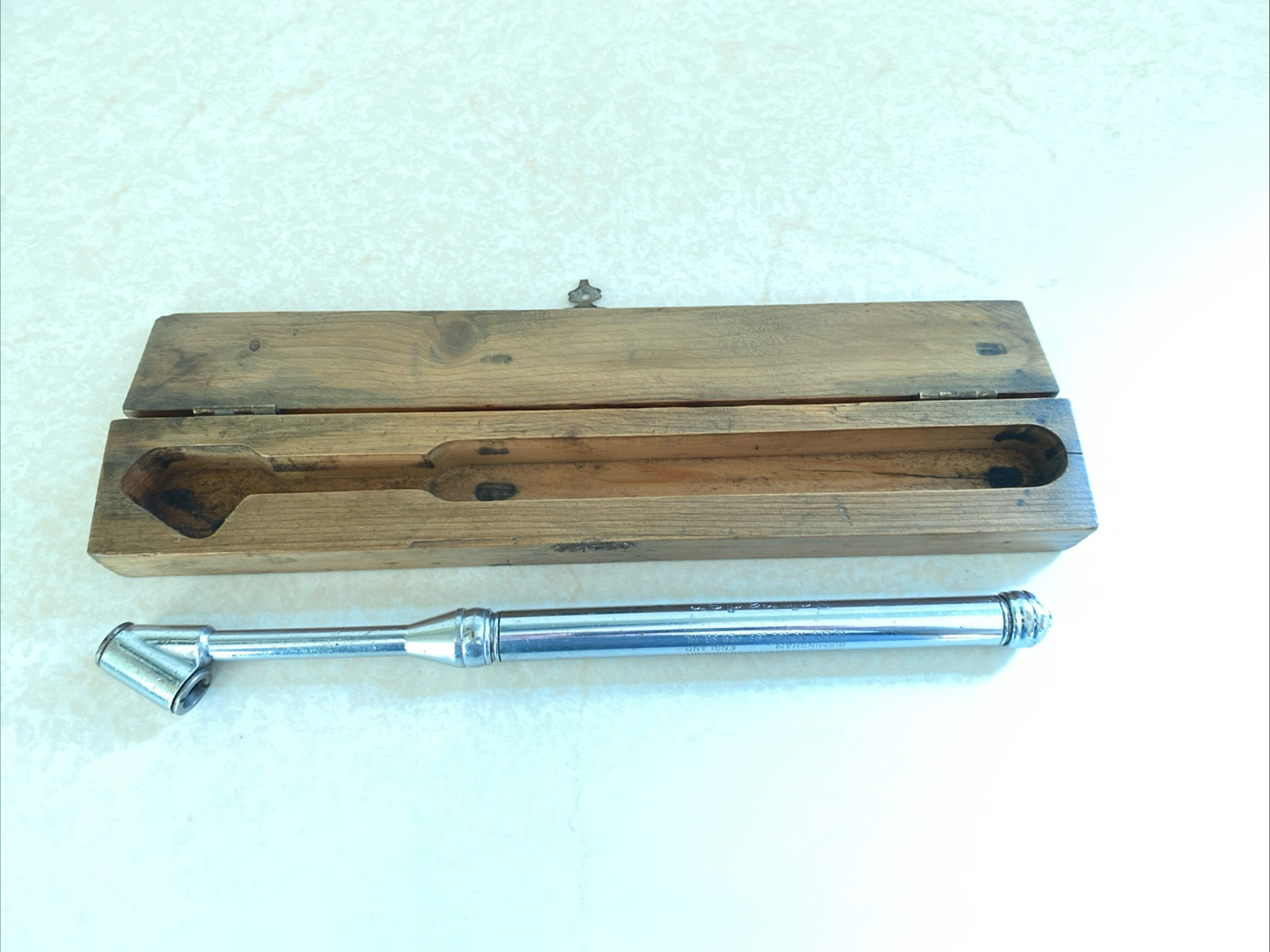 Schrader Service Tyre Gauge In Original Wooden Case Vintage Tool Classic Car