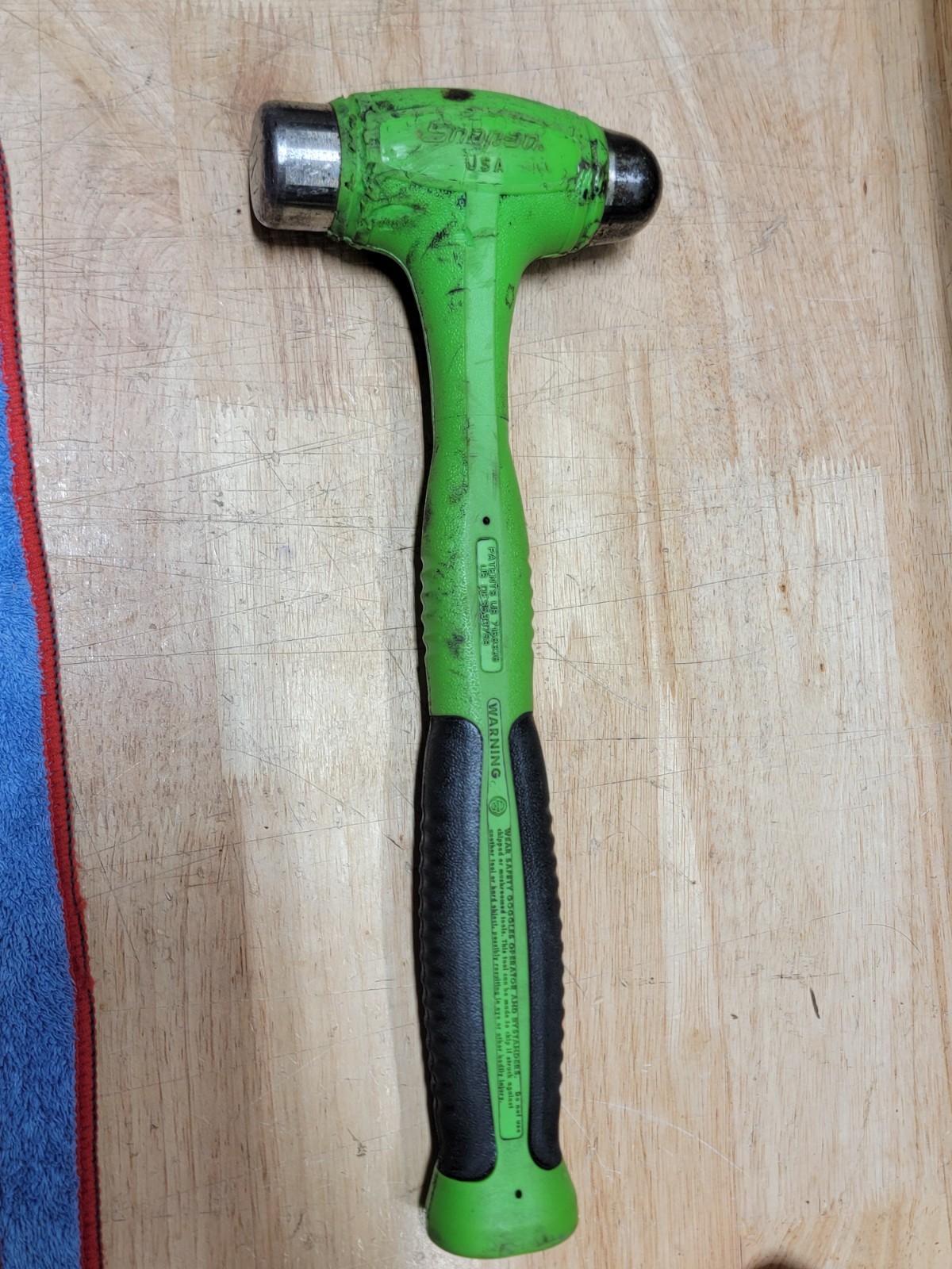 Snap On HBBD24G 24 oz Ball Peen Soft Grip Dead Blow Hammer GREEN USA MADE