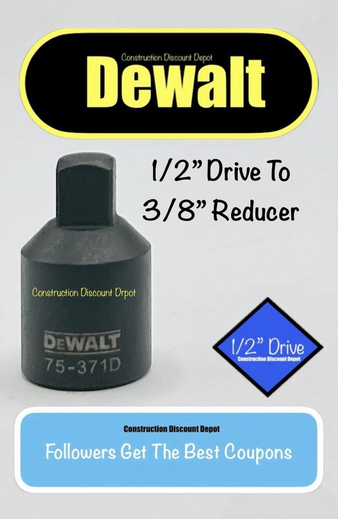 Dewalt 75-371D 1/2″ Drive to 3/8″ Reducer Adapter For Black Impact Socket
