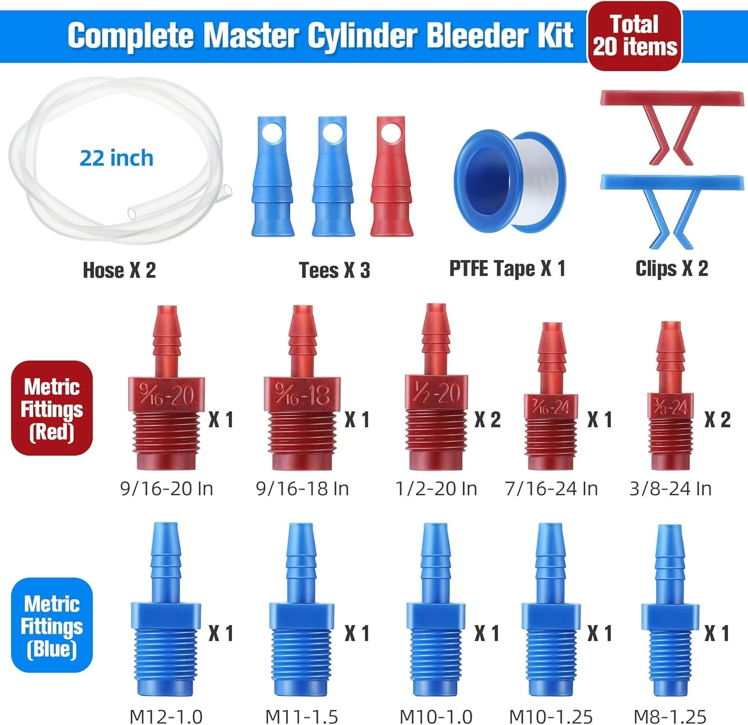 Master Cylinder Bleeder Kit – Complete Universal Fit with Clear Hose & PTFE Tape