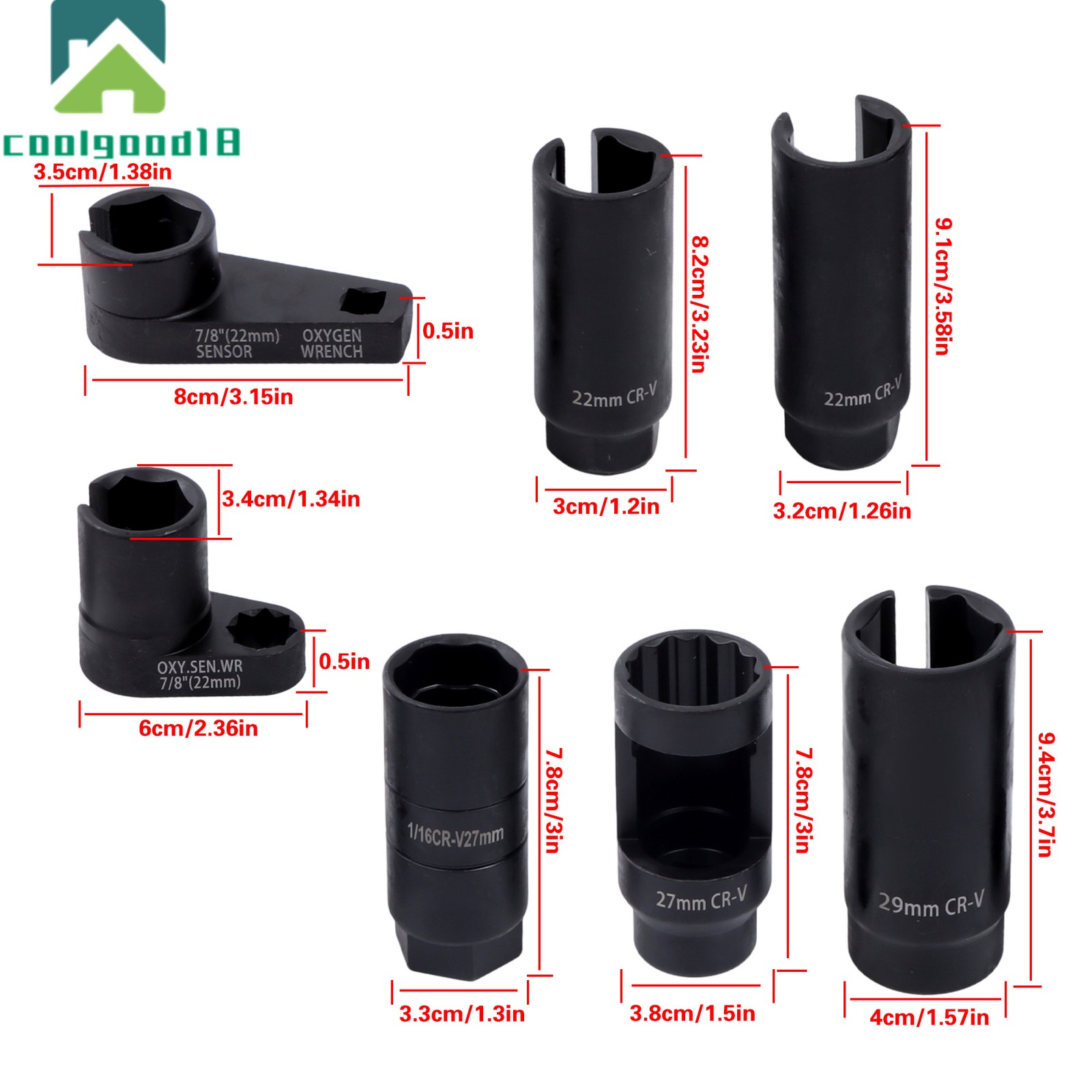 7Pcs Set Oxygen Sensor Socket Automotive Sensor Auto Tool Set Sensor Socket