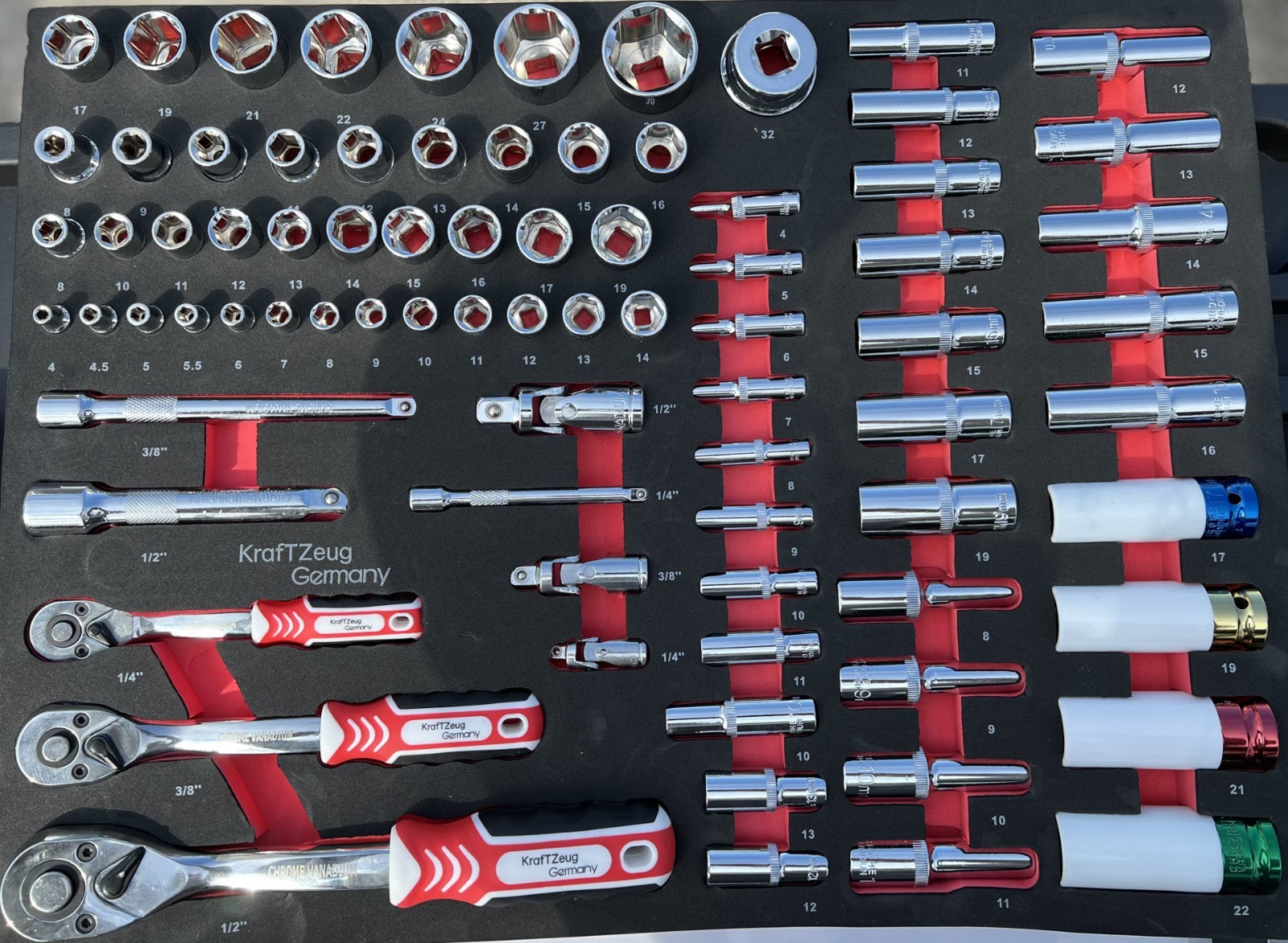 Premium 67pc Socket Wrench Set 1/4″ 3/8″ 1/2″ Drive Metric Deep &Standard Socket