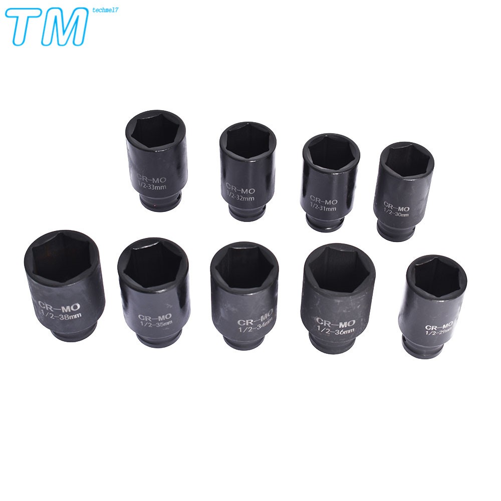 9× 29-38mm Impact Socket Tool Kit 1/2″ Drive Metric Axle Hub Nut Socket 6 Point