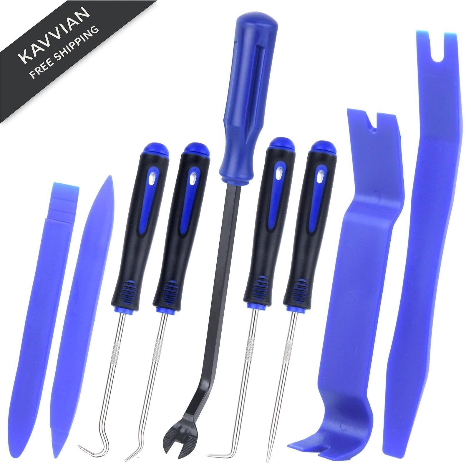 Xinodle 9Pcs Auto Trim Removal Tool Kit with Plastic Pry Tool, Fastener Clip…