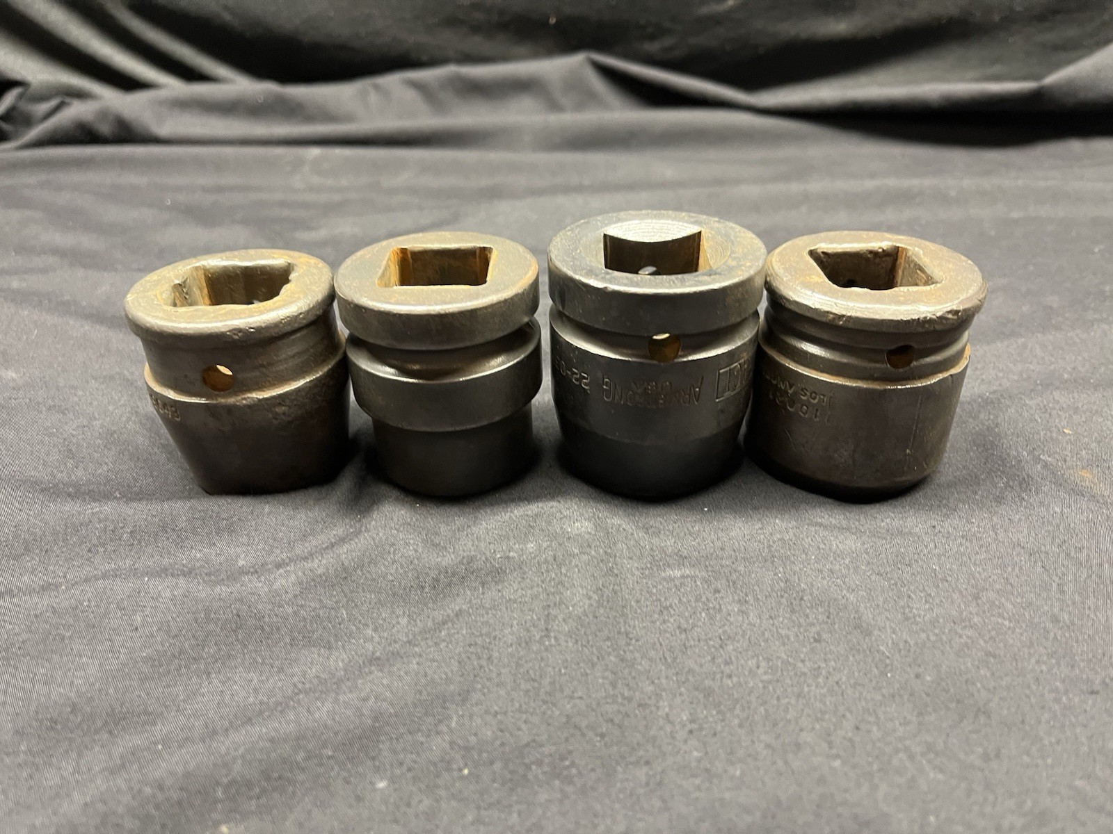 Various Large SAE Impact 6 Point 1” Drive Sockets -ARMSTRONG, Proto MISC.