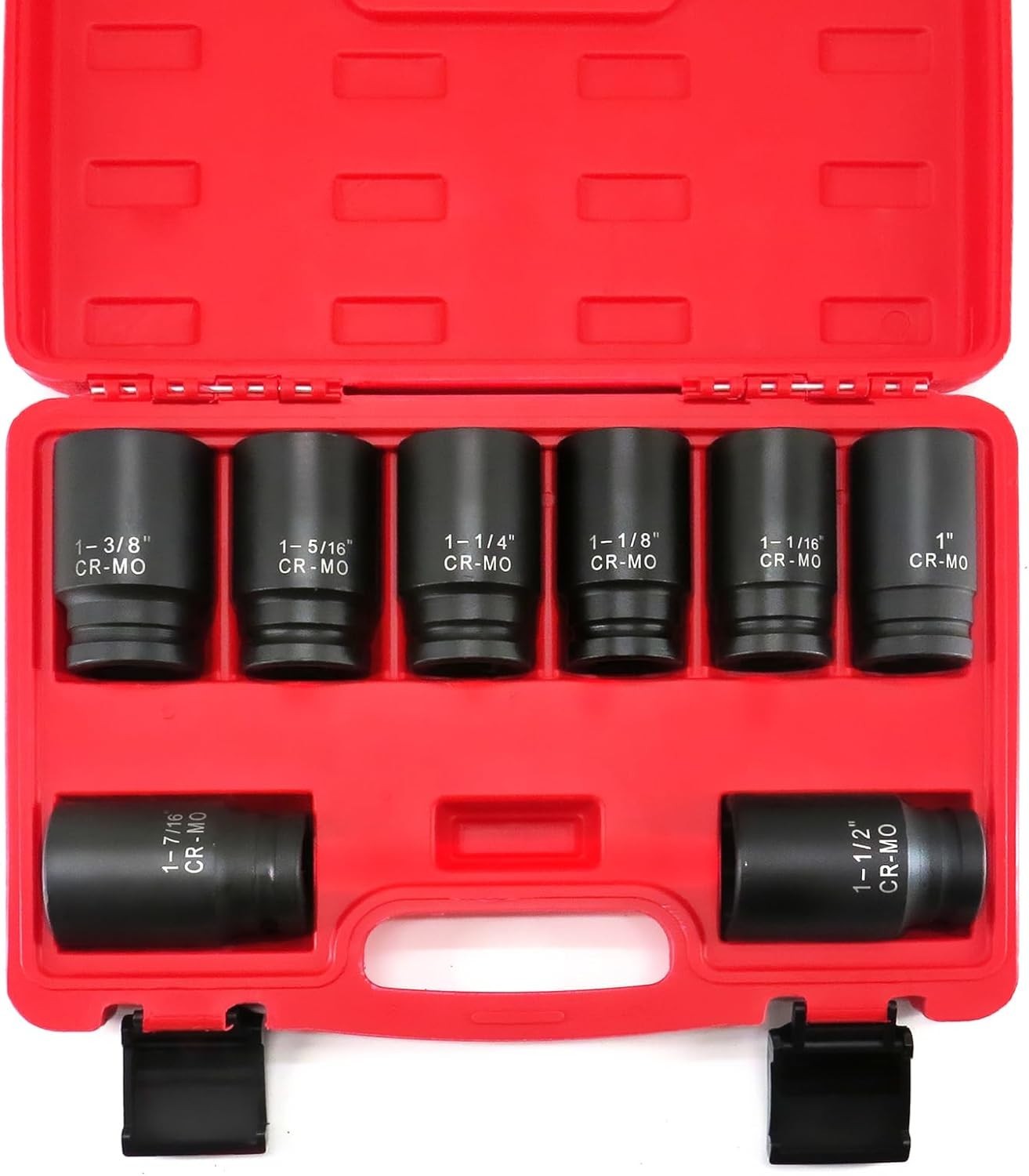 3/4 Inch Drive Deep Impact Socket Set,6-Point,SAE1″to 1-1/2″,8 Pcs,Cr-Mo.Heav…
