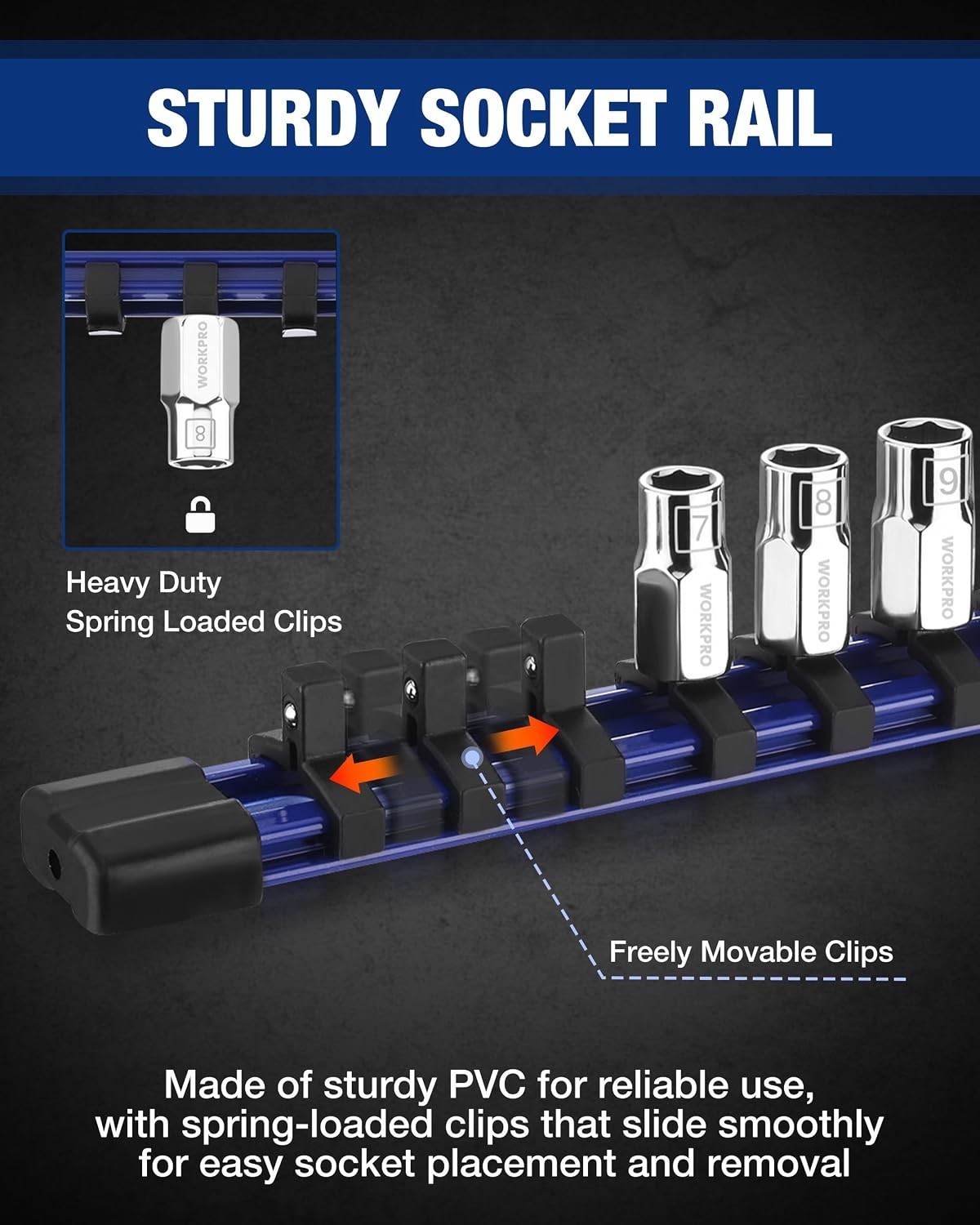 1/4″ Drive Socket Set, 10-Piece Metric CR-V Socket Set with Rail | Standard &…