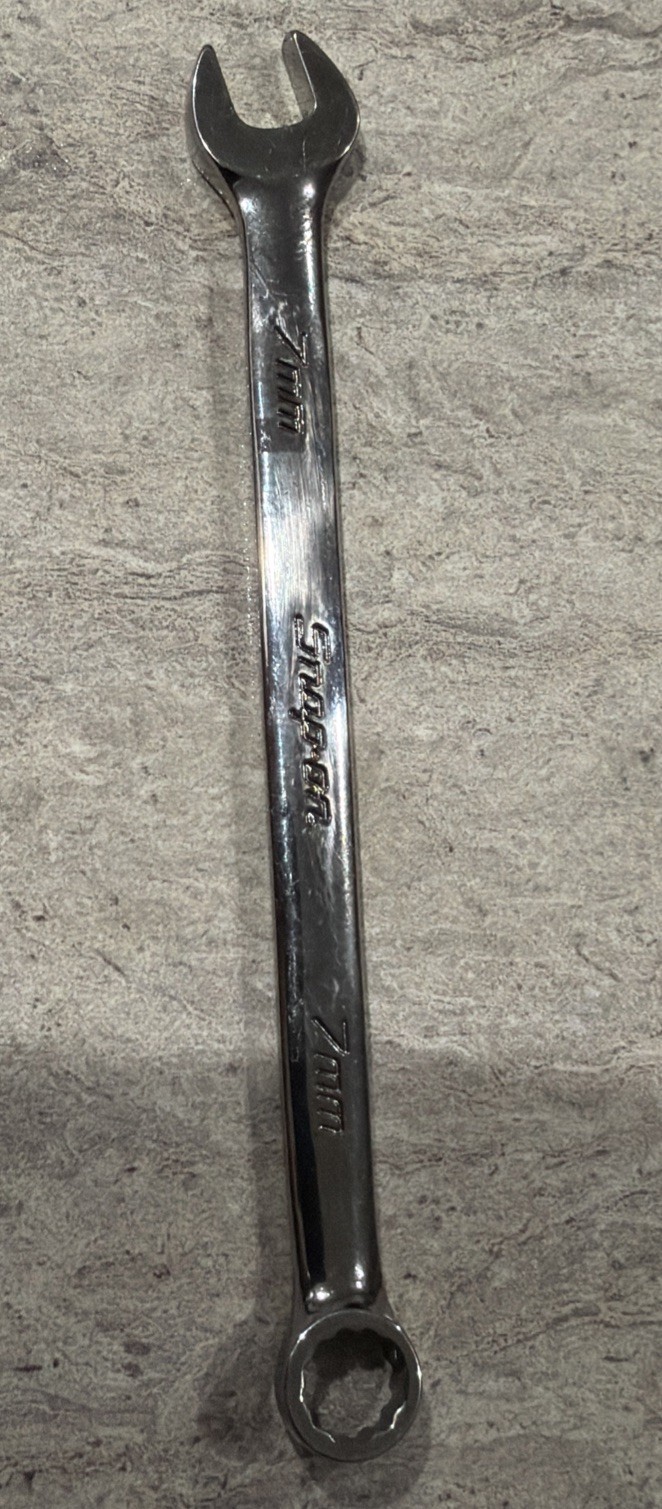 Snap On Tools Open End Combination Short Wrench 7mm, OEXM7B, 12pt, New Logo