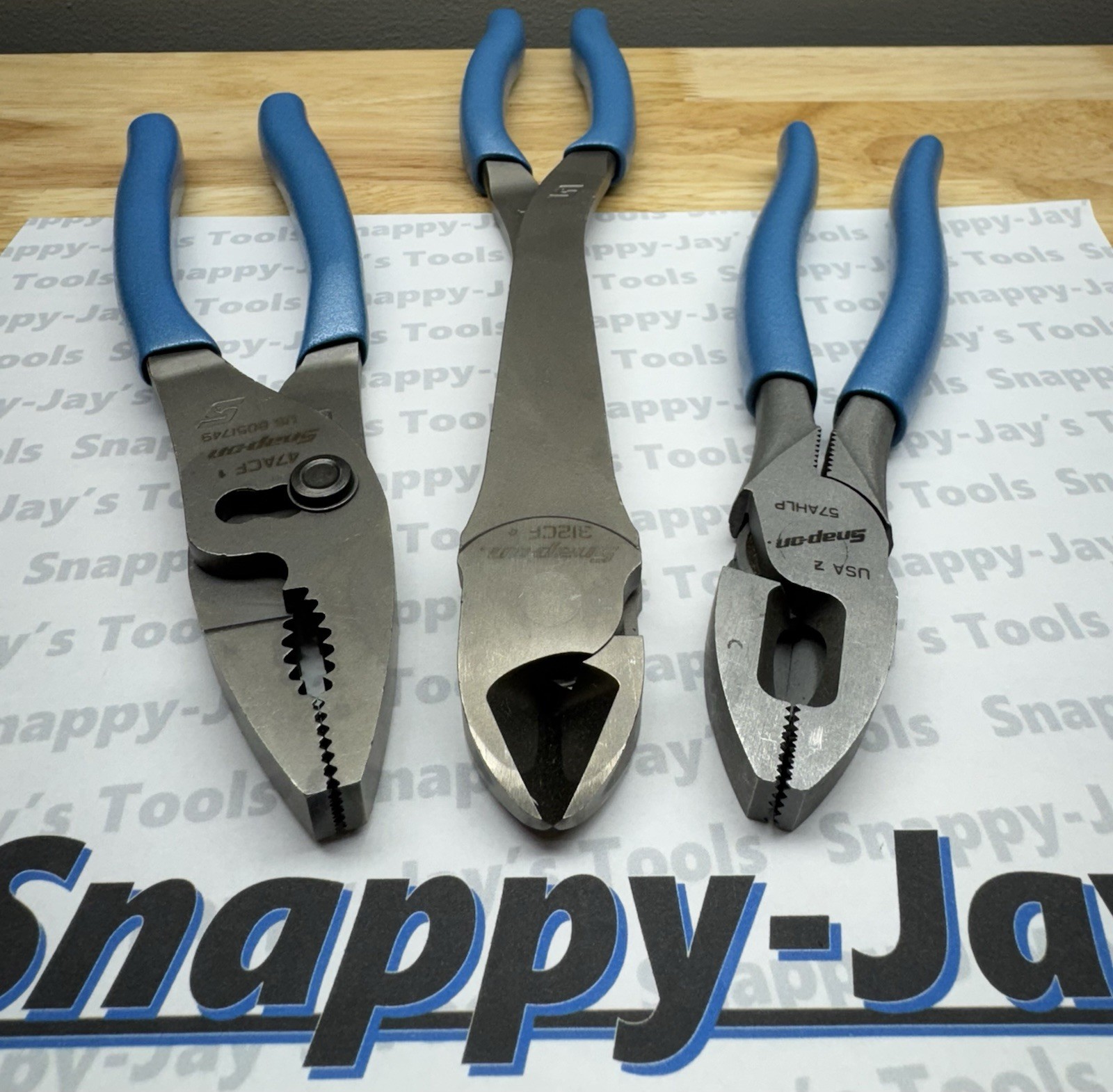Snap-on Tools USA NEW 3pc PEARL BLUE Plier/Cutter Lot Set 312CF, 57AHLP & 47ACF