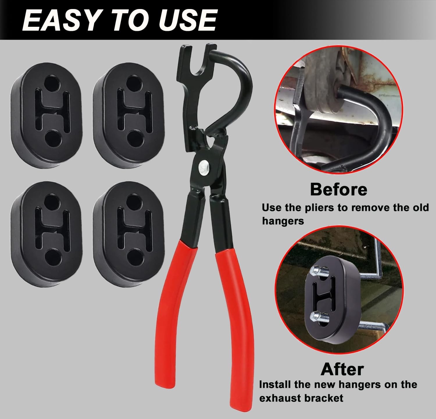 5PCS Exhaust Hanger Tool and 2 Holes Exhaust Muffler Hanger Kit Exhaust Hange…