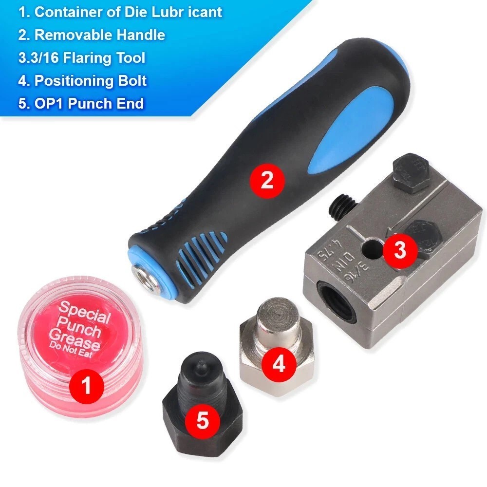 Universal Handheld Car Brake Line Flaring Tool Kit 3/16» Single Flare W/Storage