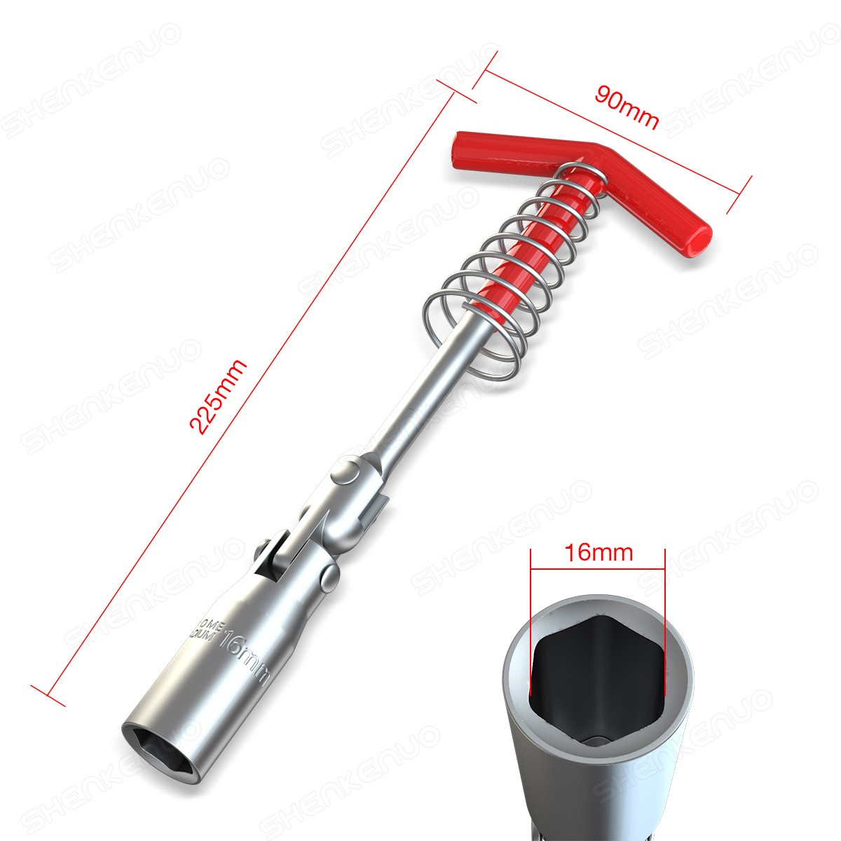 Spark Plug Removal Tool 16mm T-Bar T-Handle Flexible Spanner Socket Wrench Tool