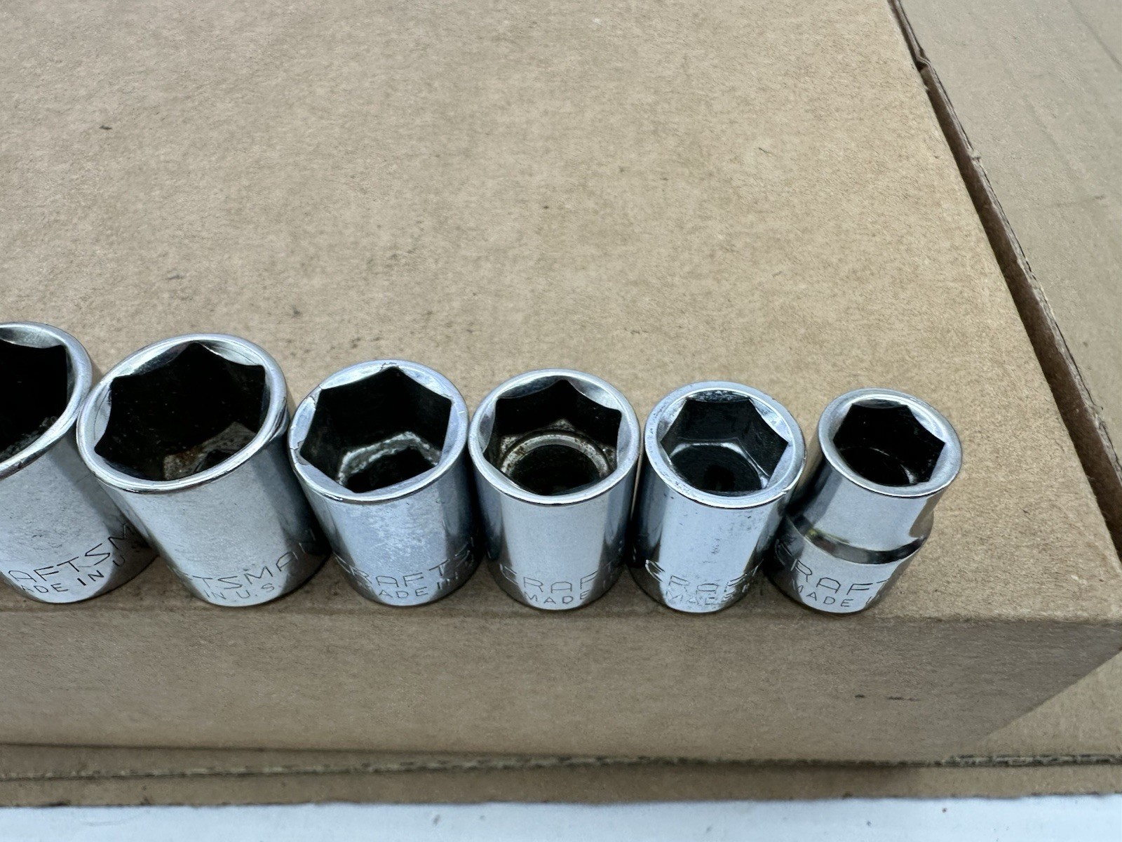 Craftsman USA 3/8 Drive SAE Socket Set 3/8-13/16 8pc 6PT G Vintage Very Good