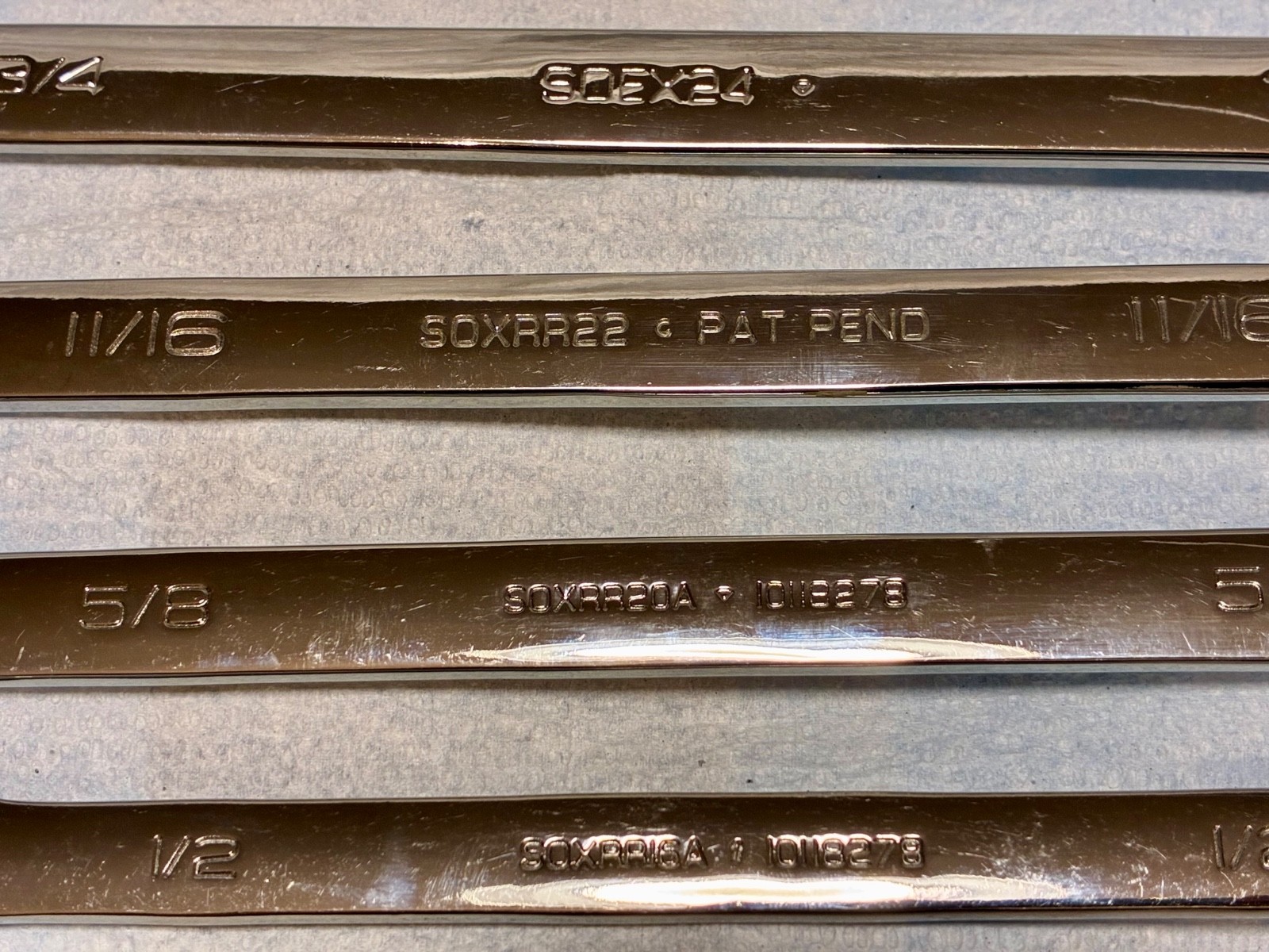 Snap-on SAE Combination Wrench 7pc Set SOXRR SOEX Flank Drive No Initials A&P