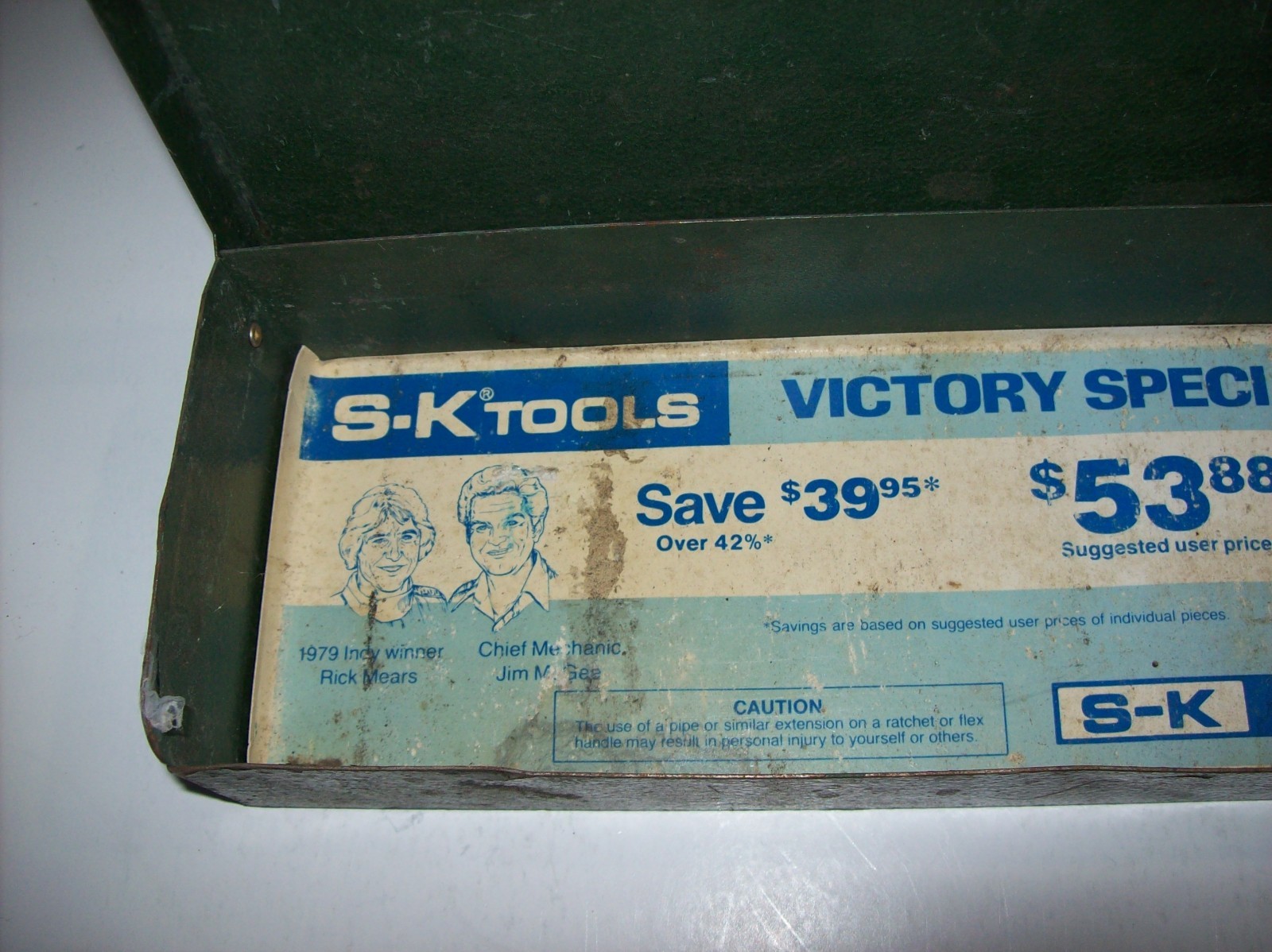 EMPTY Vintage S-K Tools 1/2″ Dr Green Metal Socket Set 4116-80 Case Box