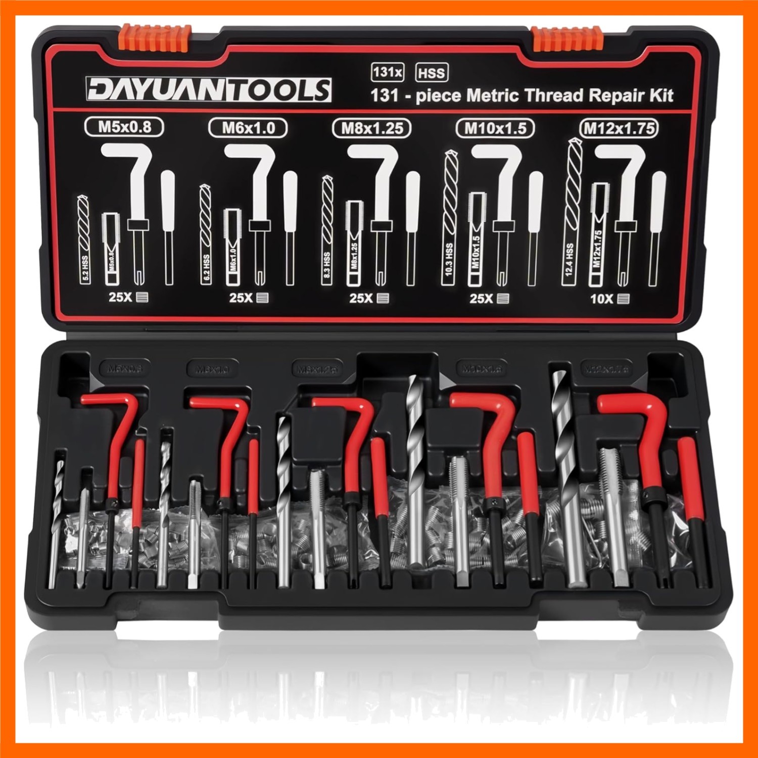 131Pcs Metric Helicoil Thread Repair Kit, HSS Drill Heli Coil Repair | M5-M12…