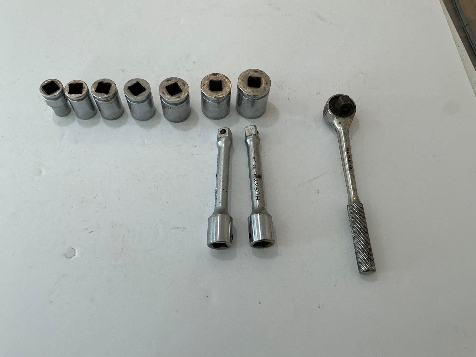 Vtg Asst Husky sockets, extensions & ratchet 10 pc USA made all for $25