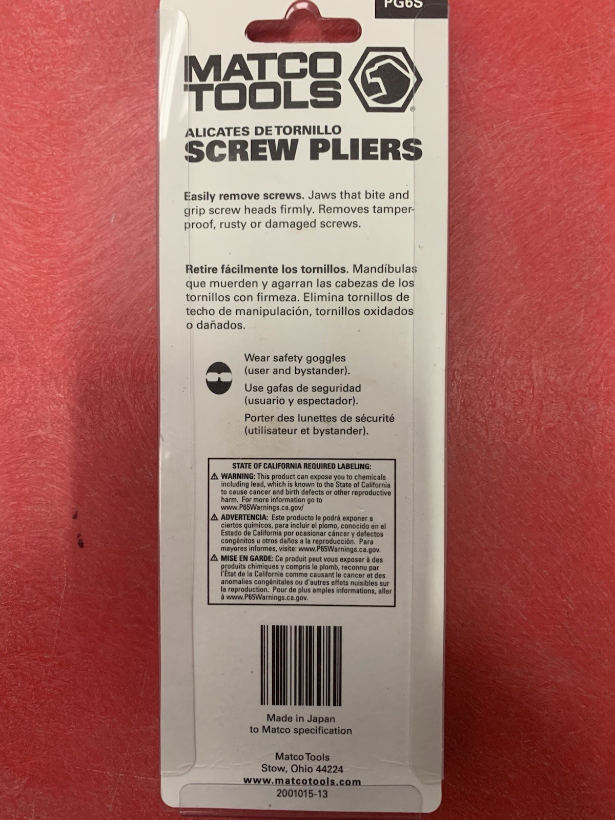 MATCO Screw Pliers PG6S NEW