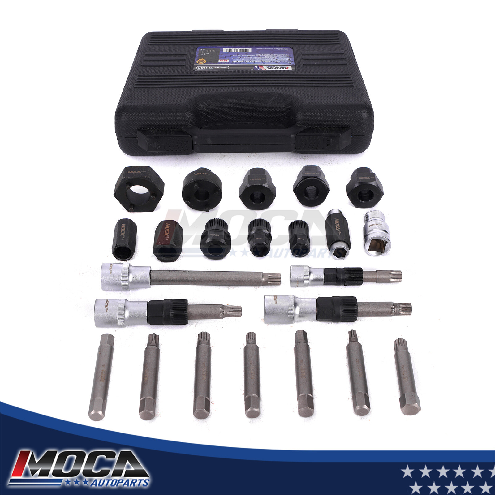 24pcs Alternator Freewheel Pulley Removal Socket Bit Set Tool Kit Fits Many Cars