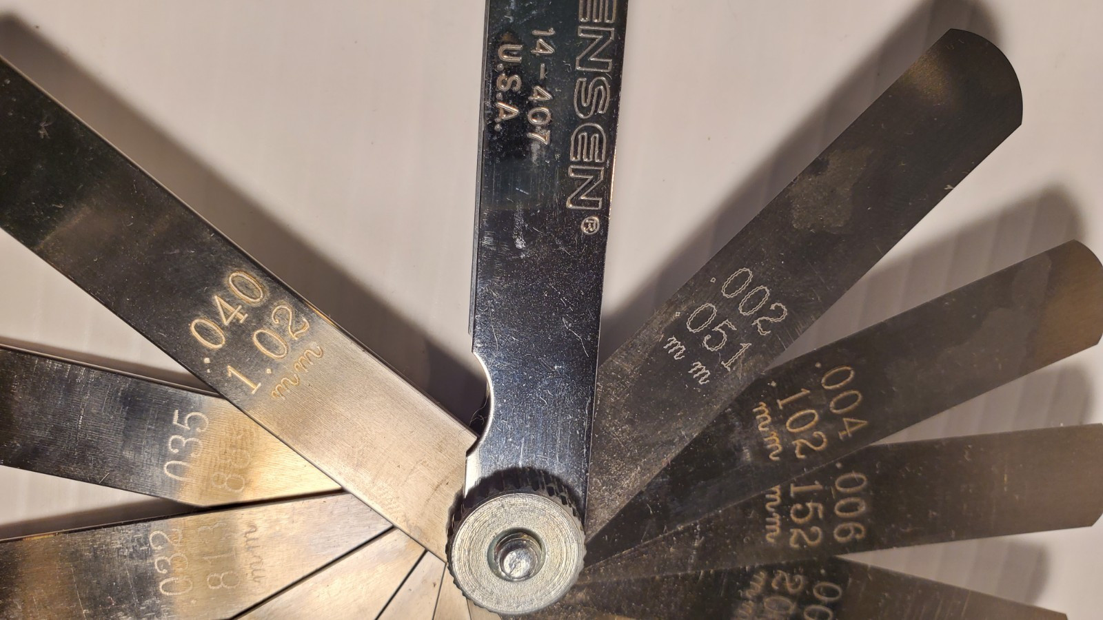 Jensen 14-407 Feeler Gauge 13 Blades Gauge Gage Thickness Measurment Tool