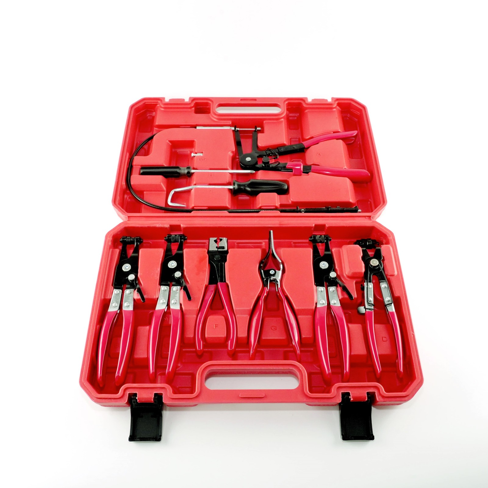 10Pcs Long Reach Wire Hose Clamp Pliers Fuel Oil Water Pipe Clip Remover Kit