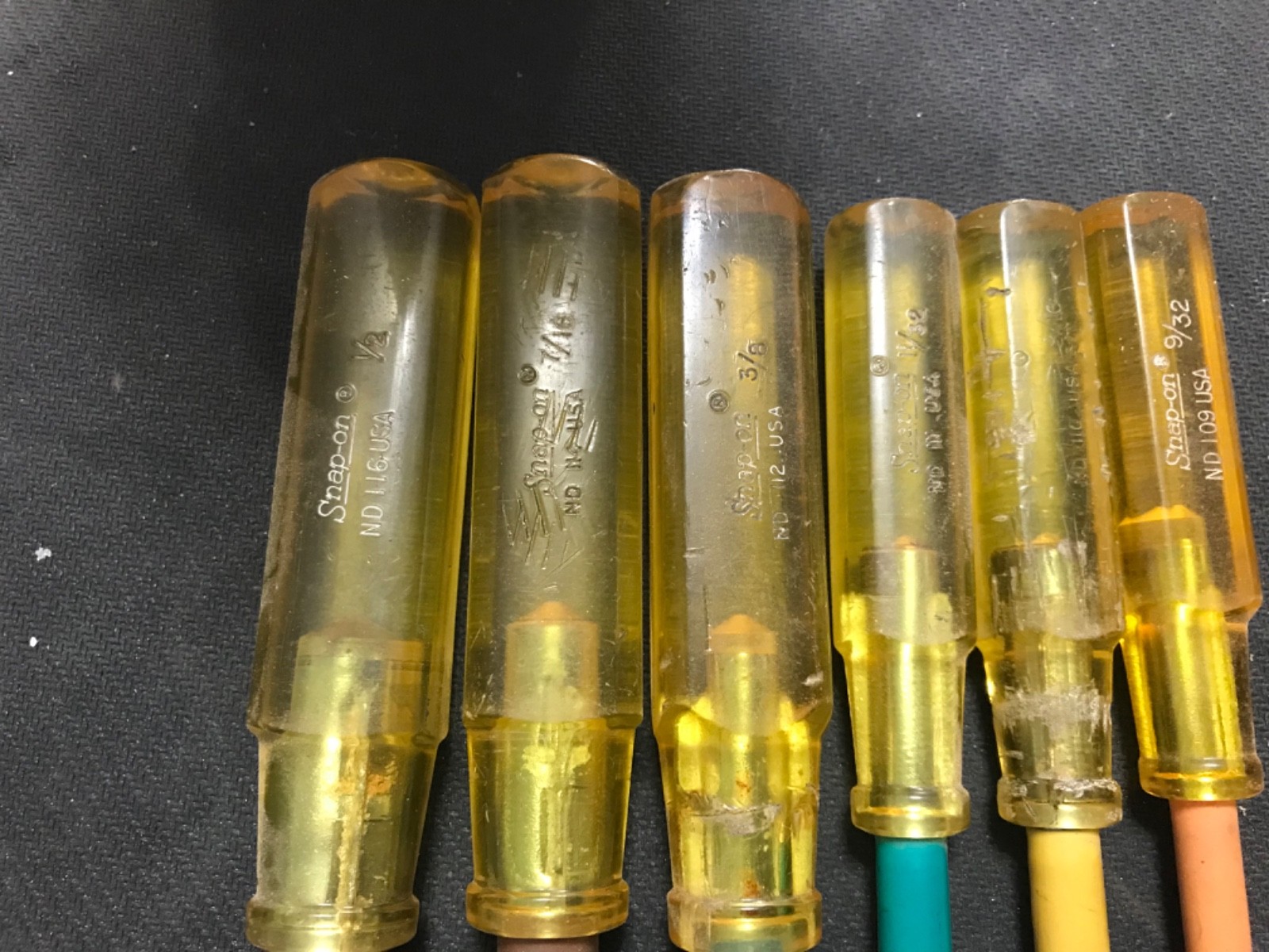 Vintage 6 Piece Snap On Tools Insulated Nut Driver 9/32 – 1/2 Set ND Series