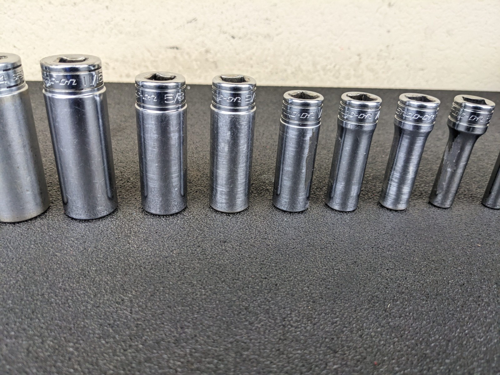 #bo727 Snap-on 211SFSY 1/4″ 7/8″ SAE 11-Piece 3/8″ Drive 6-Point Deep Socket Set