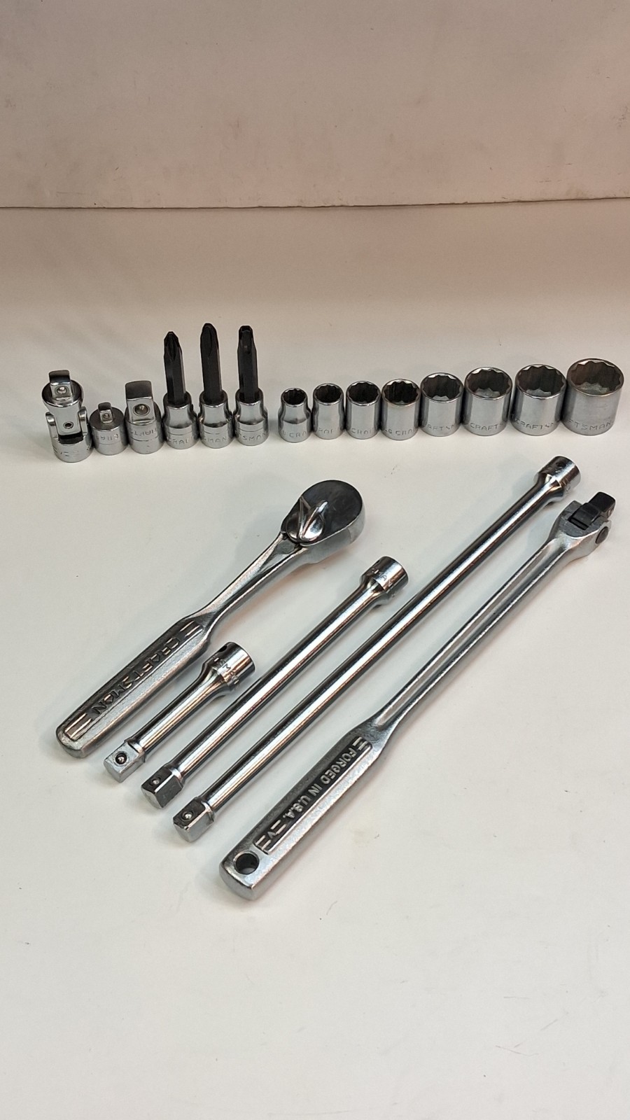 VINTAGE CRAFTSMAN =V= SERIES 19 PIECE 3/8″ DRIVE 12 POINT SAE SOCKET SET *USA*