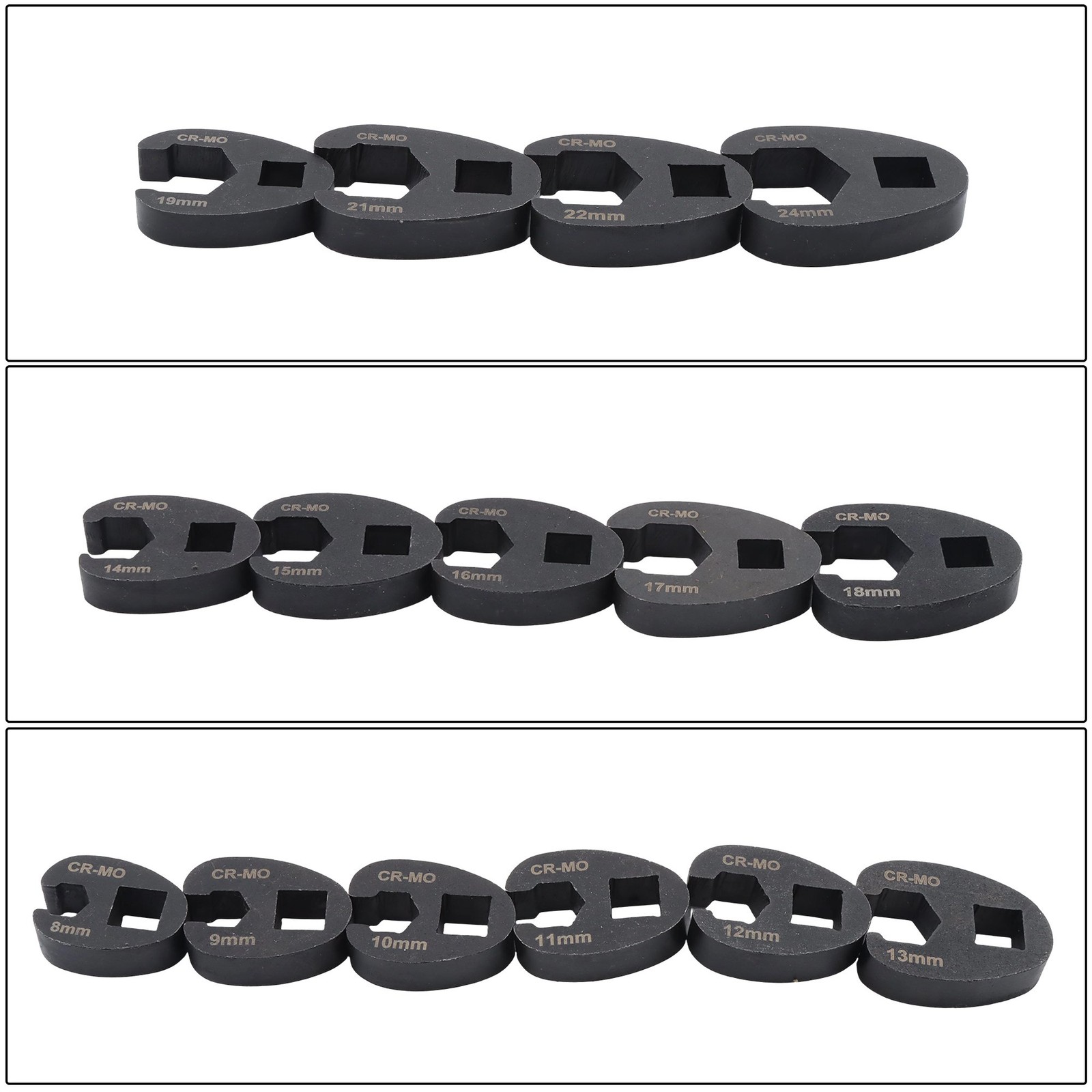 For 8 to 24 mm Nuts 3/8″ and 1/2″ New 15Pcs Crowfoot Flare Nut Wrench Set Metric