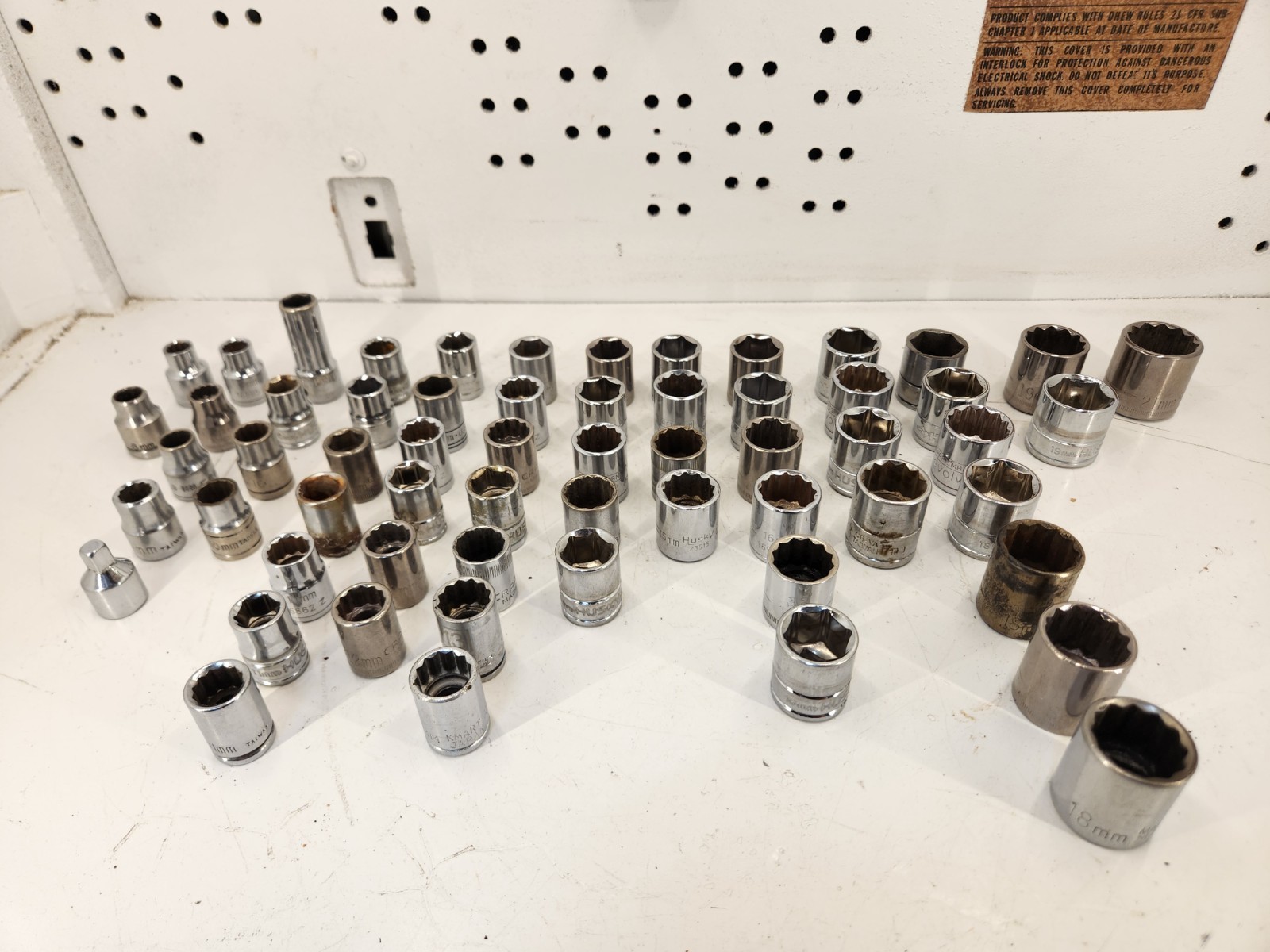 60 Piece Lot Metric Mostly Craftsman & Husky 3/8 Shallow Socket Set SEE PHOTOS