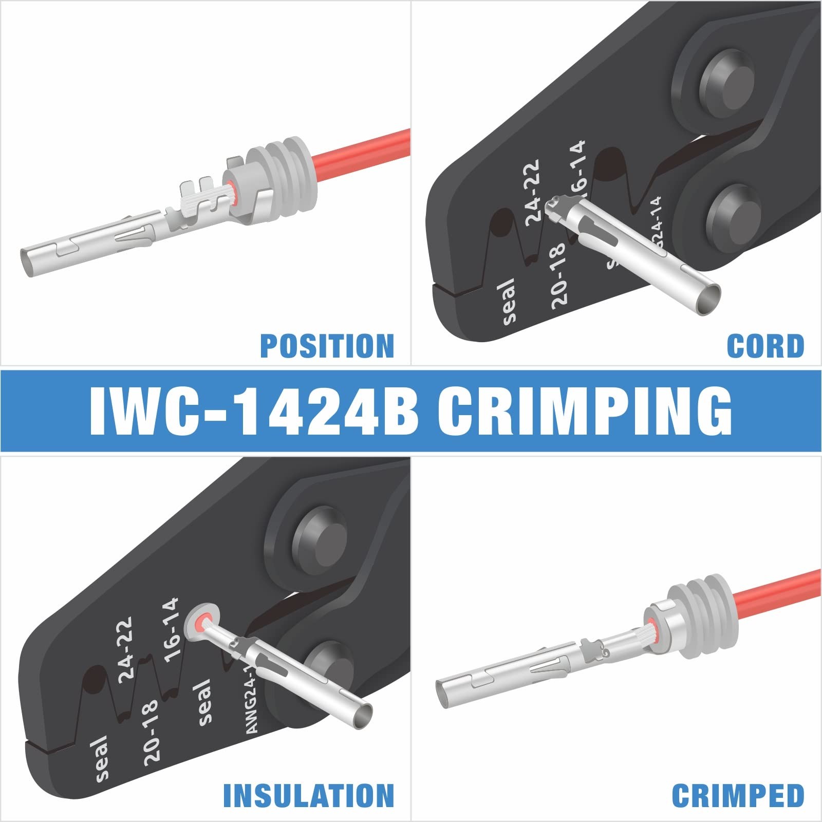 8PCS Deutsch Connector Crimping Tool Weather Removal DT & DTM connectors Chrome