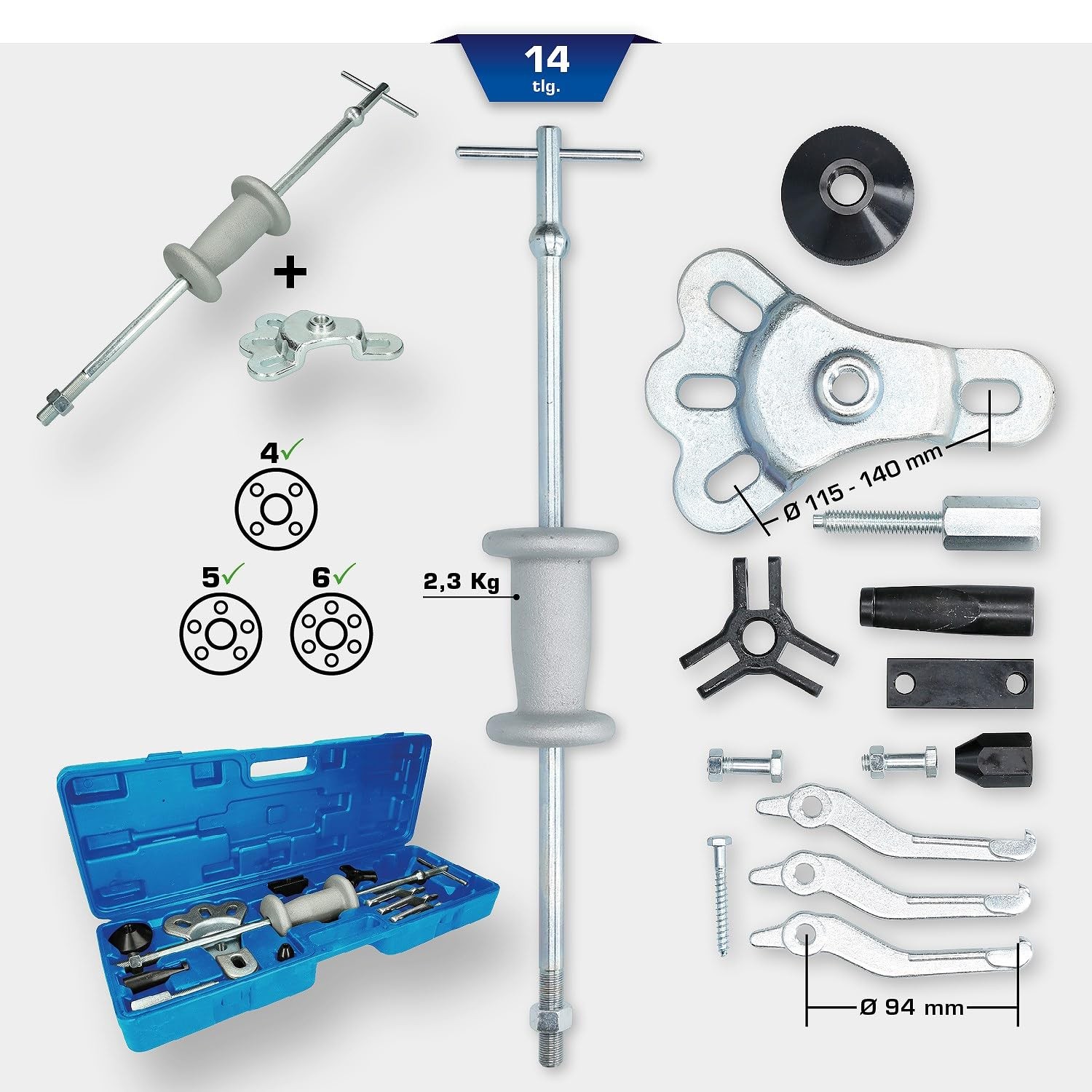 BT671300 Wheel Hub Puller with Slide Hammer, Forged | 14pc Powered by K…