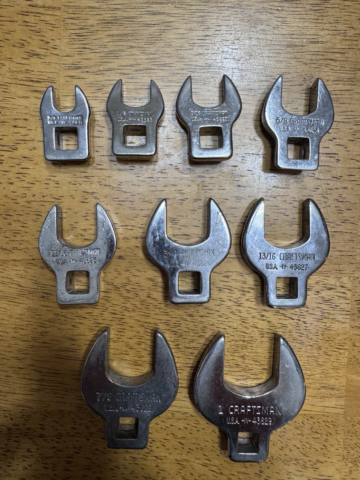 Craftsman USA 9 Piece SAE Crows Foot Set