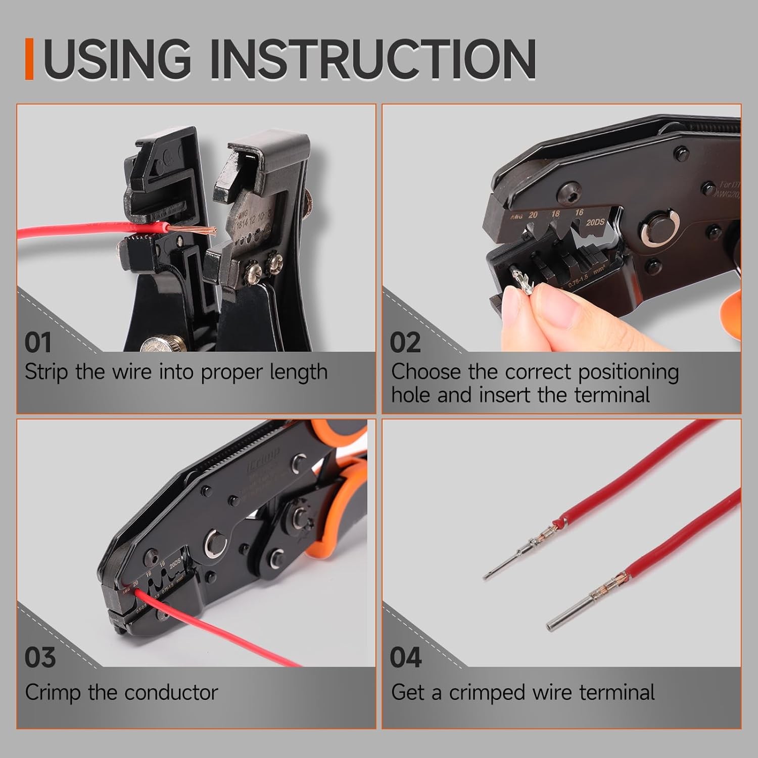 iCrimp Ratchet Deutsch Crimp Tool for DT Connector, Open Orange