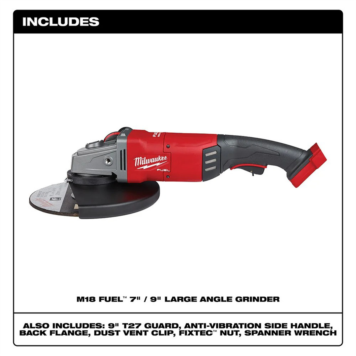 Milwaukee 2785-20 M18 FUEL 7″ / 9″ Large Angle Grinder