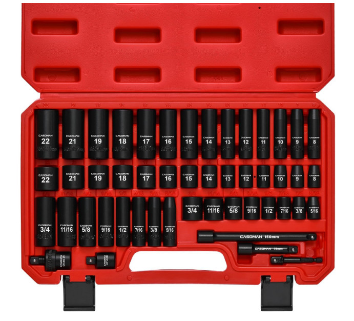 3/8 In. 49 Piece Milwaukee 6 Point Impact Socket Ratchet Drive and Metric Set