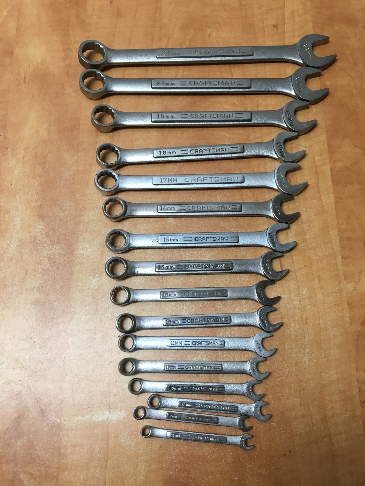 Craftsman USA 27pc Metric & SAE Combination Wrench 12 Point 6mm-22mm 1/4-1″