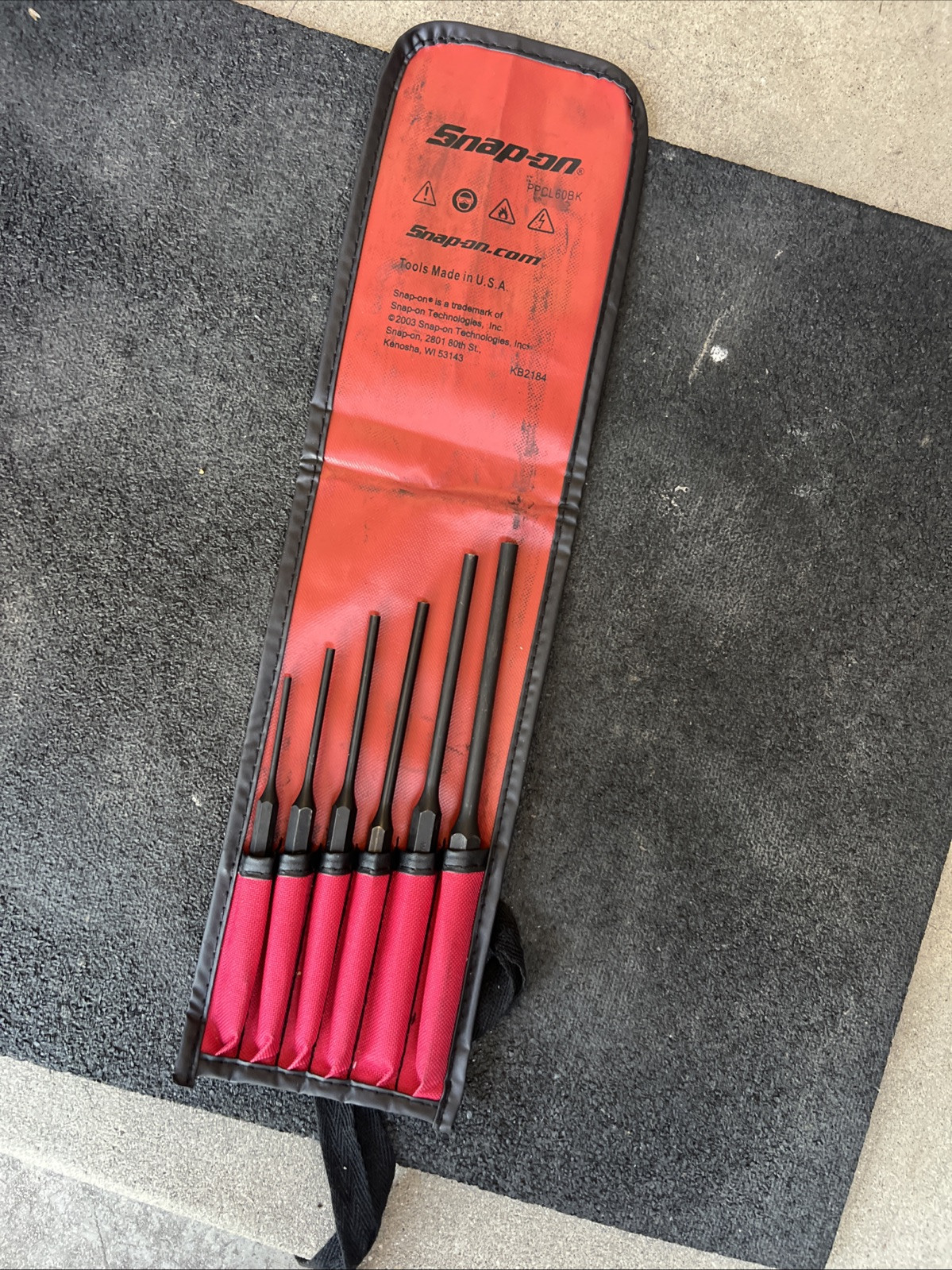For Snap On 6 pc Long Pin Punch Set PPCL60bk New Open Box