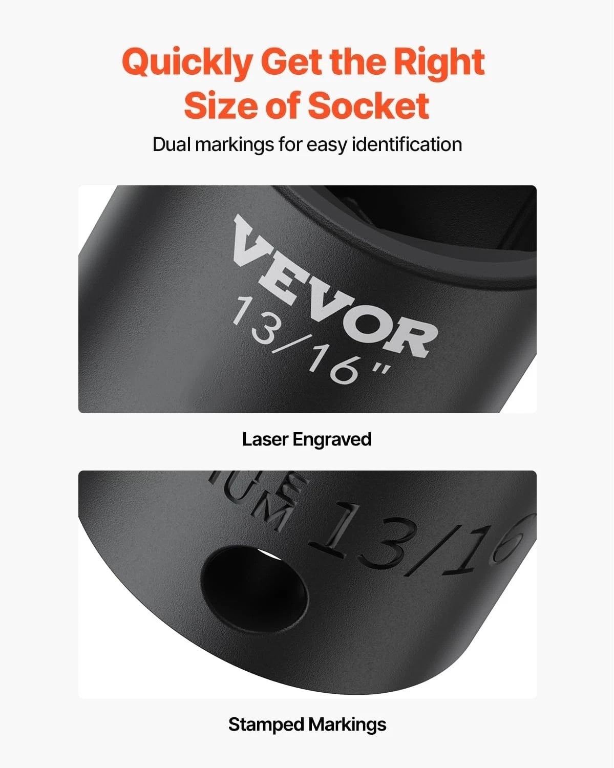 Vevor Impact Socket Set 1/2 Inches 19 Piece SAE Hex Impact Sockets