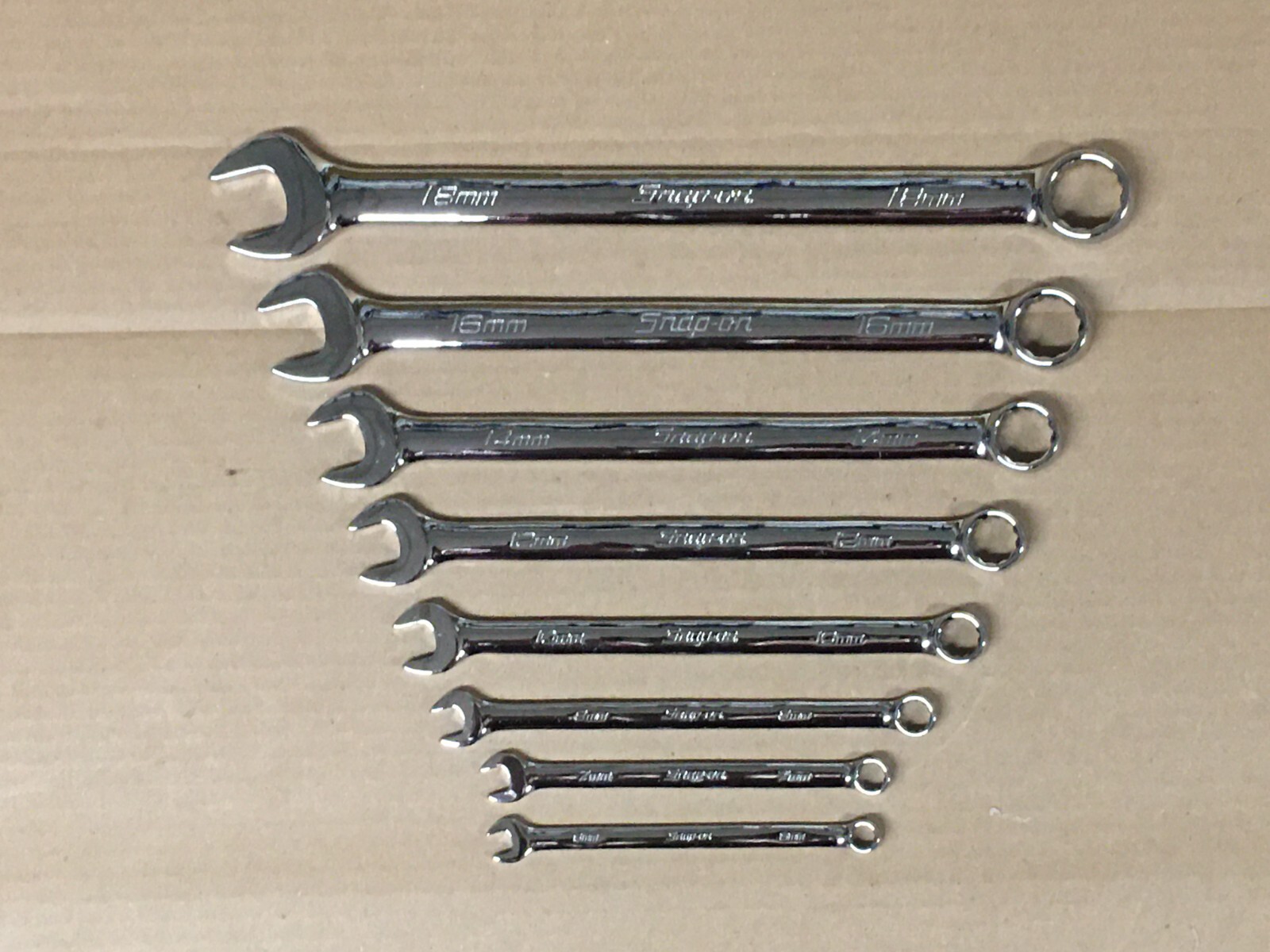 NEW – Snap On 8pc Metric Combination Wrench Set – 6,7,8,10,12,14,16,18mm – OEXM