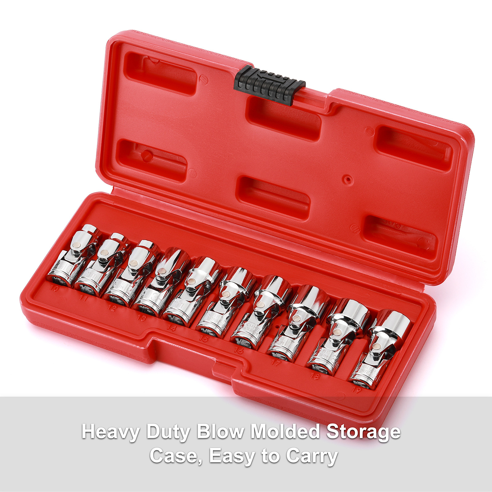 3/8″ Drive Universal Joint Socket Set 10 Pcs Flex Socket Set 6Point Cr-V 10-19mm