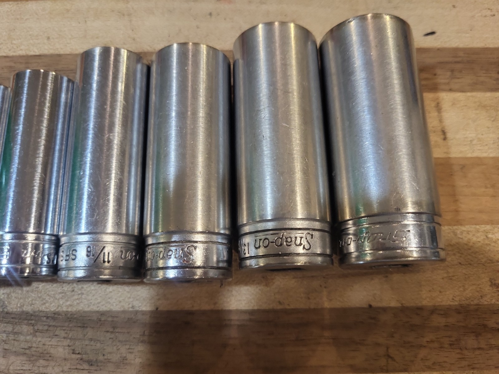 Snap-On 9 Pc. 3/8″ Dr. 6 Pt. SAE Deep Socket Set 209SFS 3/8″-7/8″ GUC 🔥 🇺🇸
