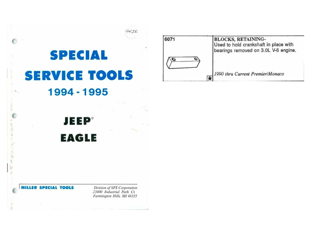 88-92 Dodge Monaco Eagle Premier Renault Specialty Engine Tools Miller 6071