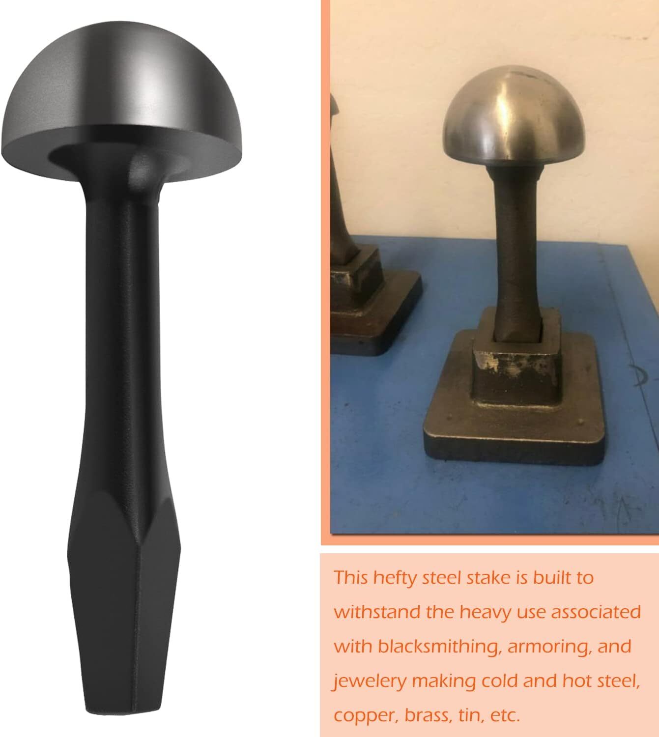Blacksmith Tinsmith 4″ Mushroom Stake for Pexto Taper, Large Single Pexto Plate