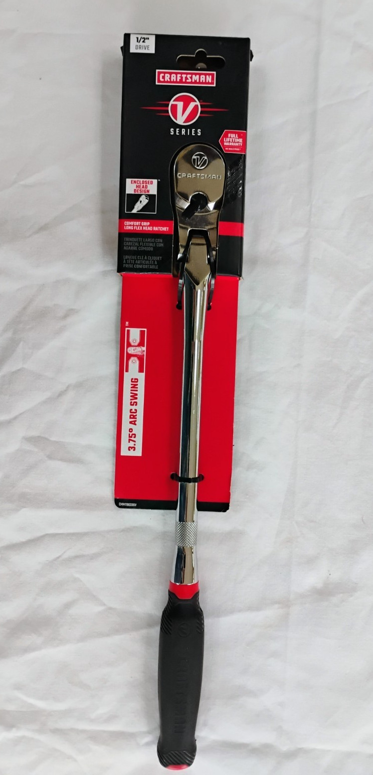 CRAFTSMAN V-Series Flexible Head Long Ratchet 1/2″ Drive CMMT86336V Comf Handle