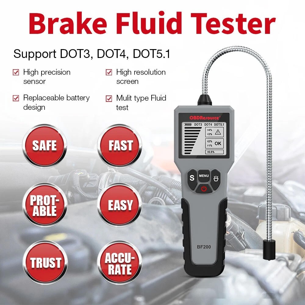 BF200 Brake Fluid Tester LCD Auto Oil Moisture Detector Tool For DOT3 DOT4 DOT5