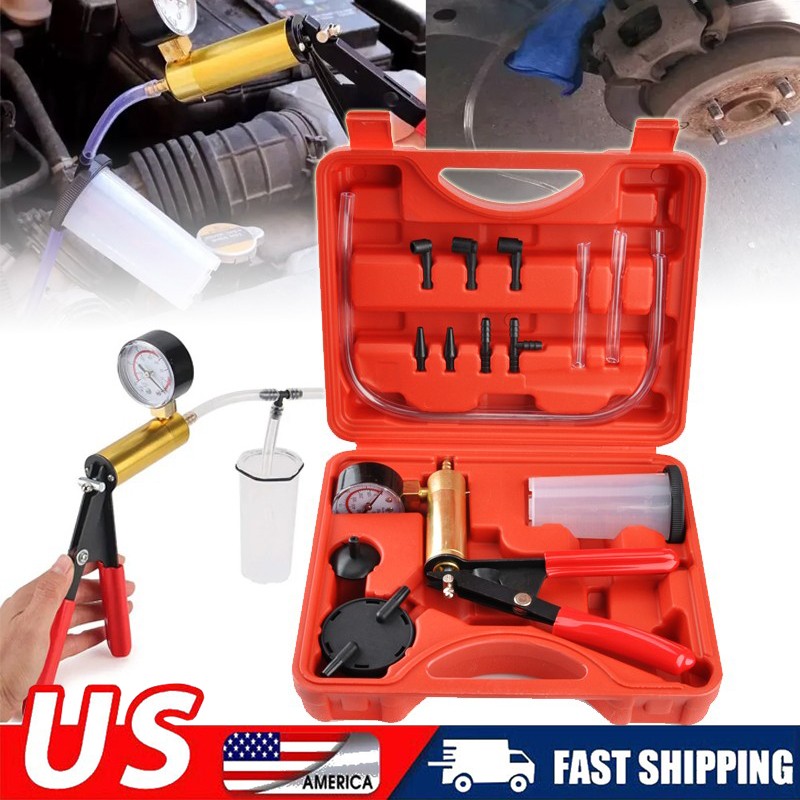Universal Brake Fluid Bleeder Kit Hand held Vacuum Pressure Pump Tester Tool Set