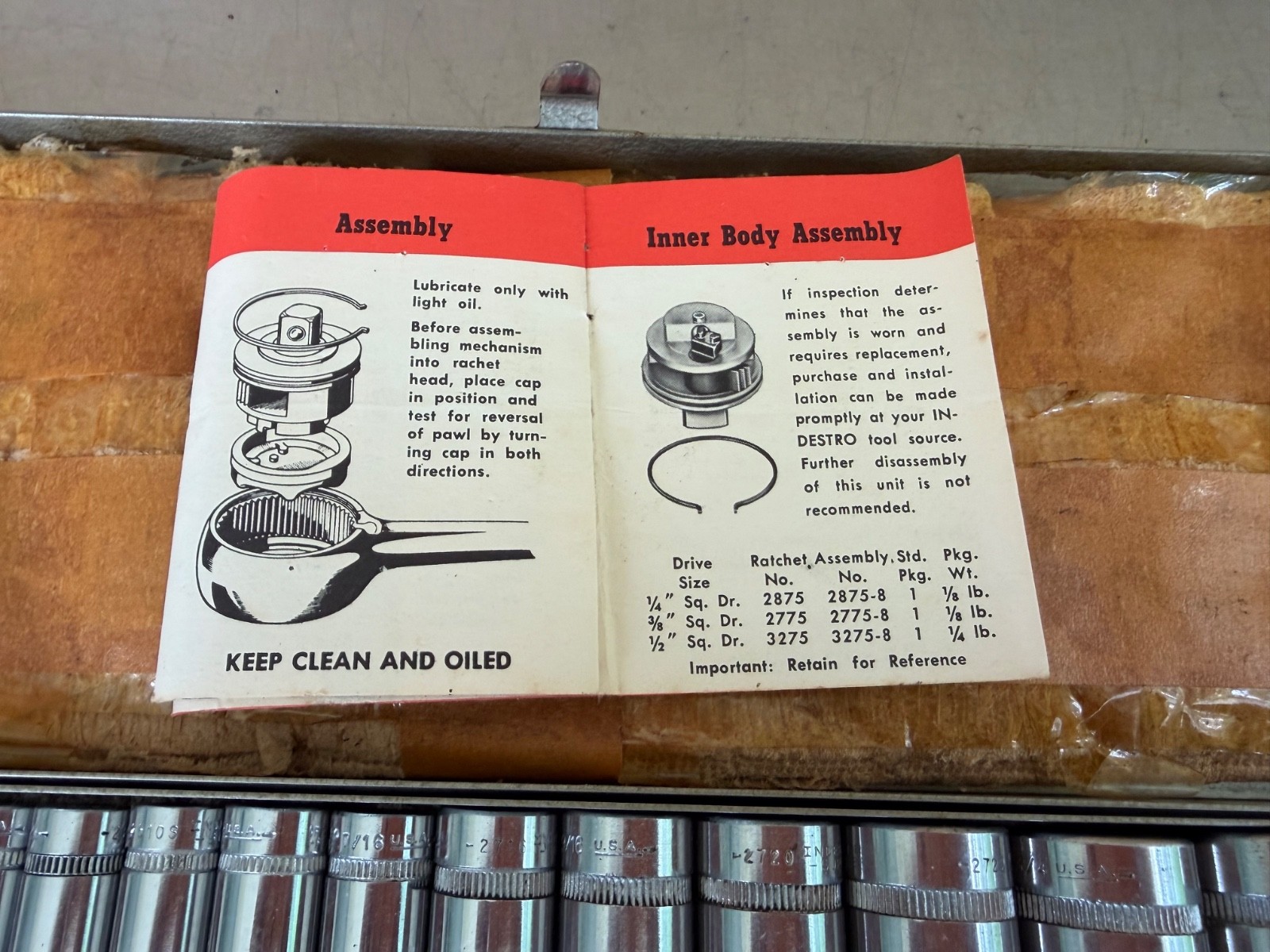 Vintage Indestro Tools USA Drive Socket Set G-20