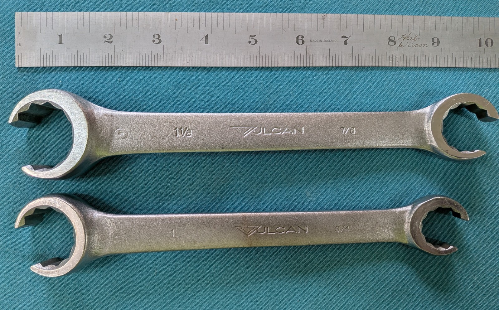 NICE Vintage VULCAN USA Flare Nut Line Wrench Pair XFN-2836 & 2432 Polished Face